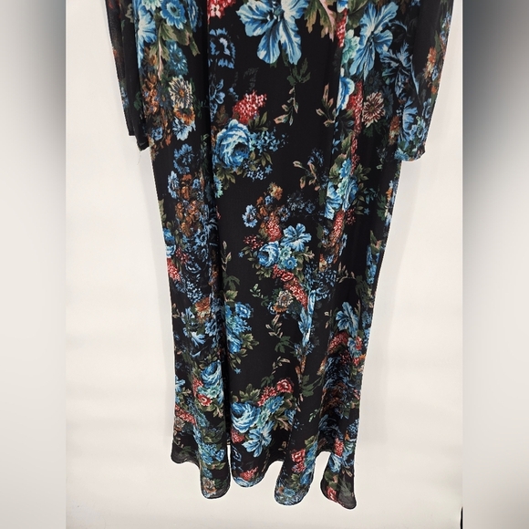 LPA Floral Maxi Ruffle Black & Blue Dress Size Small - Picture 9 of 13